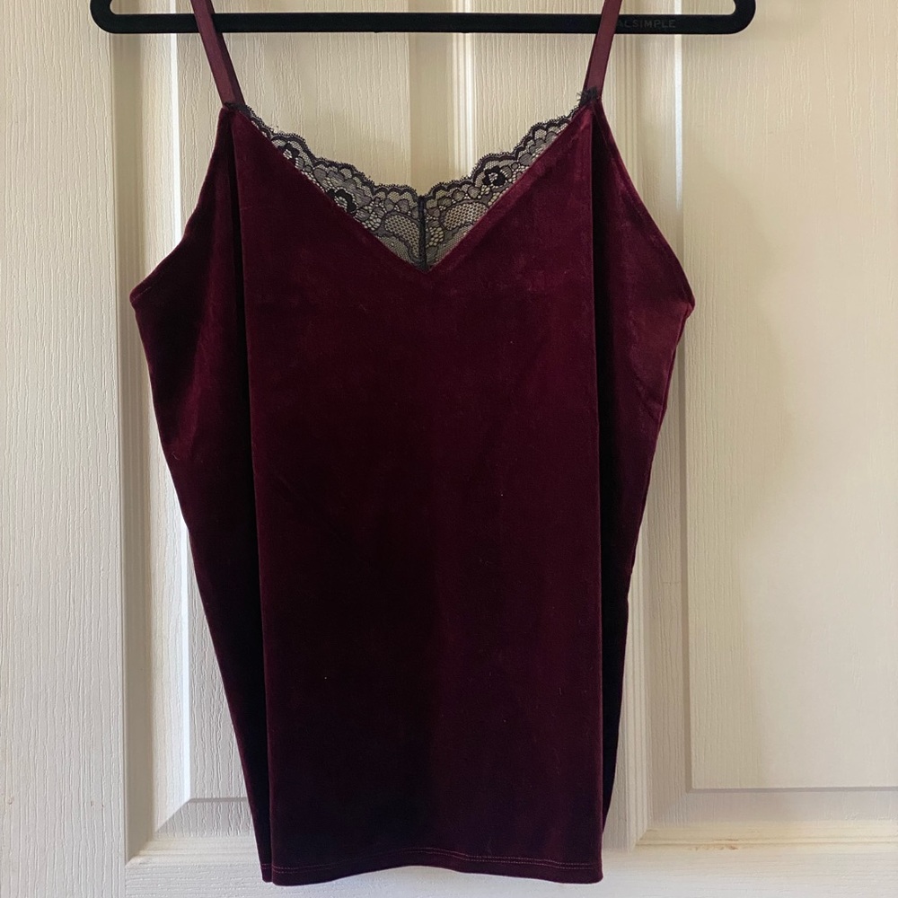 Maroon Velvet Lace Cami